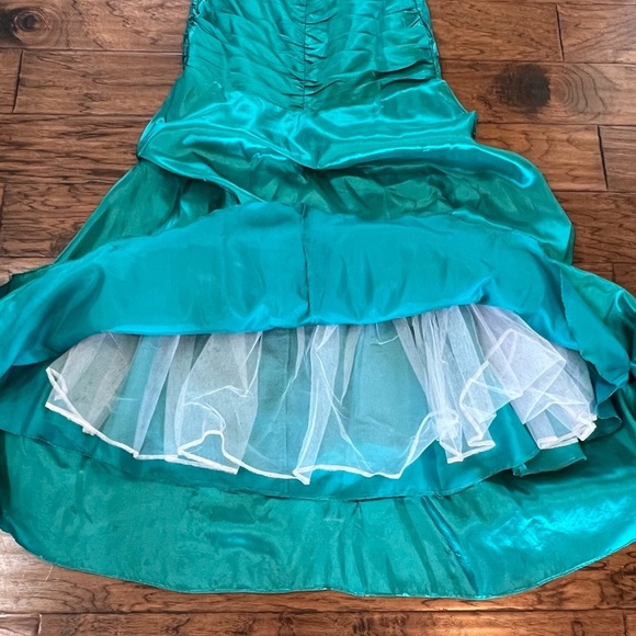 VTG 90's Dresses by Deb Prom Formal Evening Gown Dress Size 5/6 Green Lace Up - Picture 14 of 17